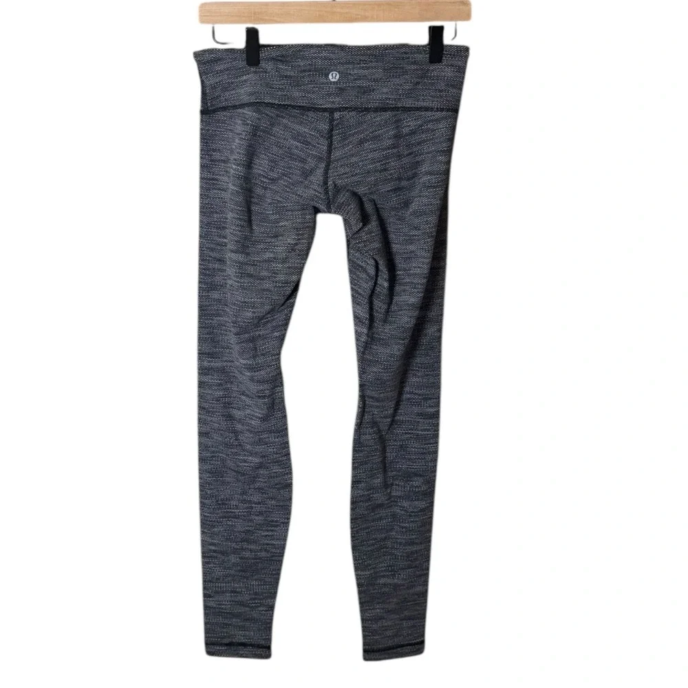 Lululemon‎ Wunder Under Leggings Size 6 Variegated Knit Heather Gray Active